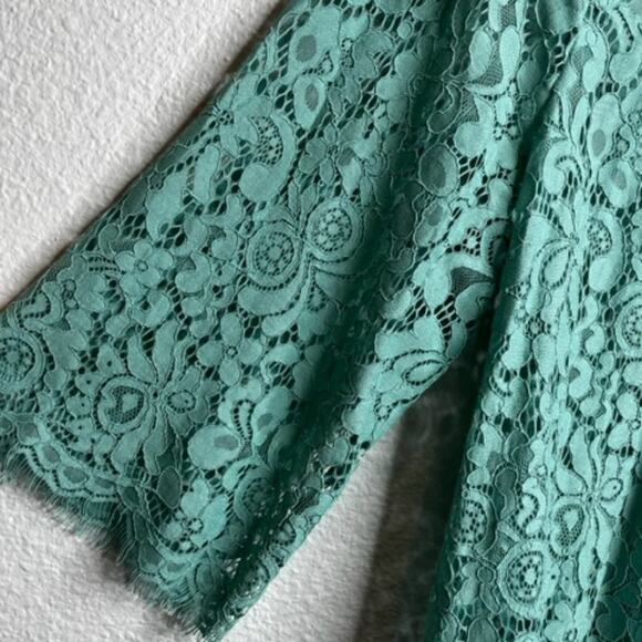 Isaac Mizrahi Live! Open Front 3/4 Sleeve Jasmine Green Tea Lace Kimono Sz L - Picture 6 of 8
